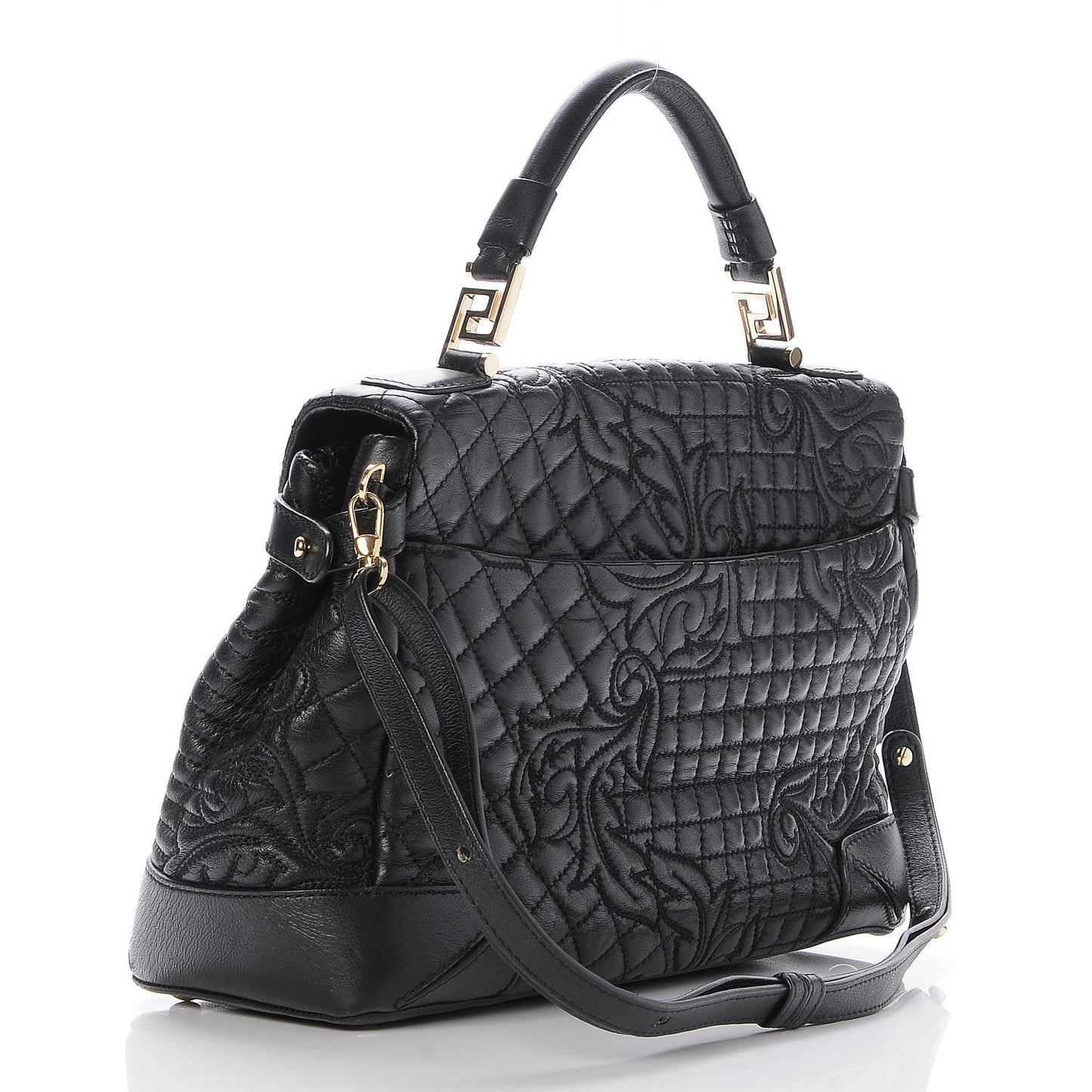 Barocco Quilted Nappa Altea Vanitas Satchel Black