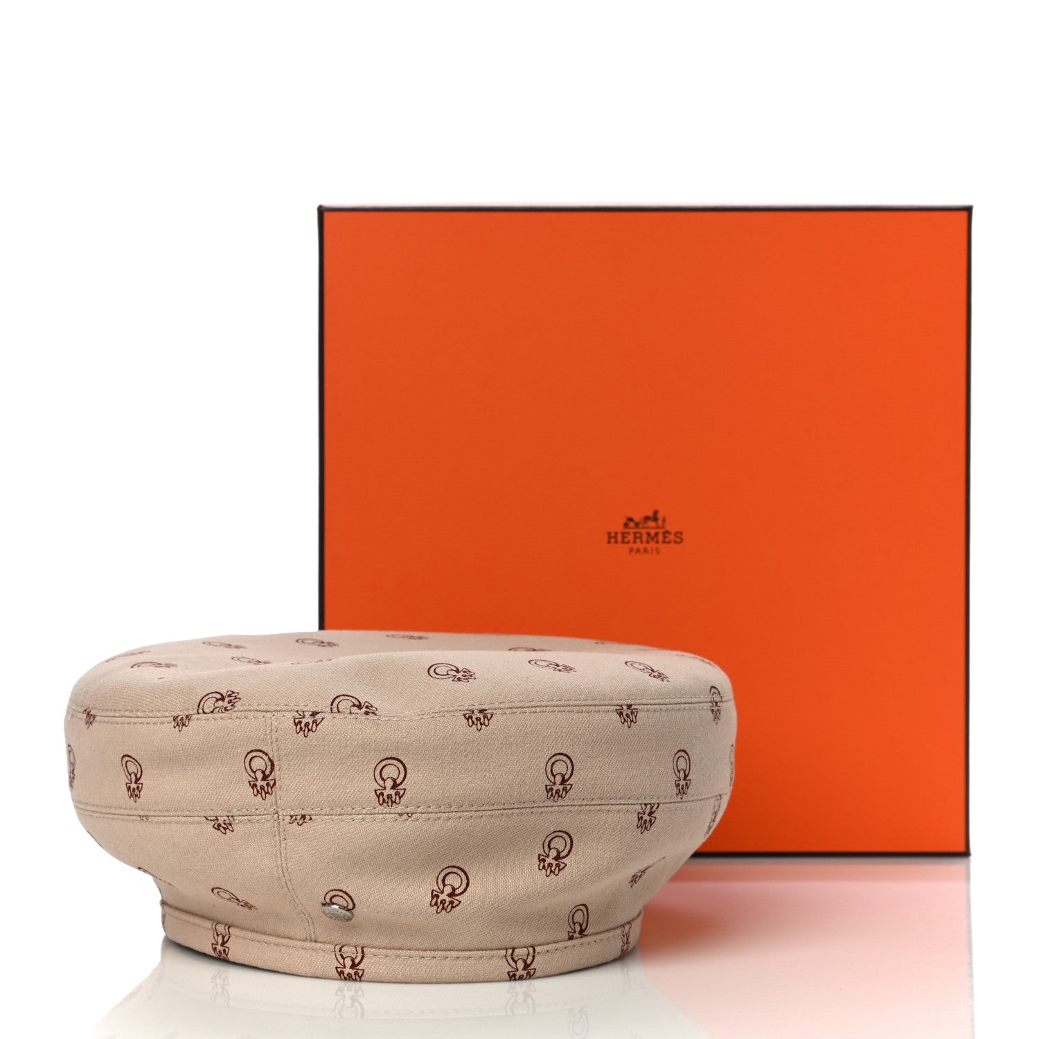 Hermes Denim Saint-Honore Cliquetis Beret Hat 56 Beige Argile 7 of 7