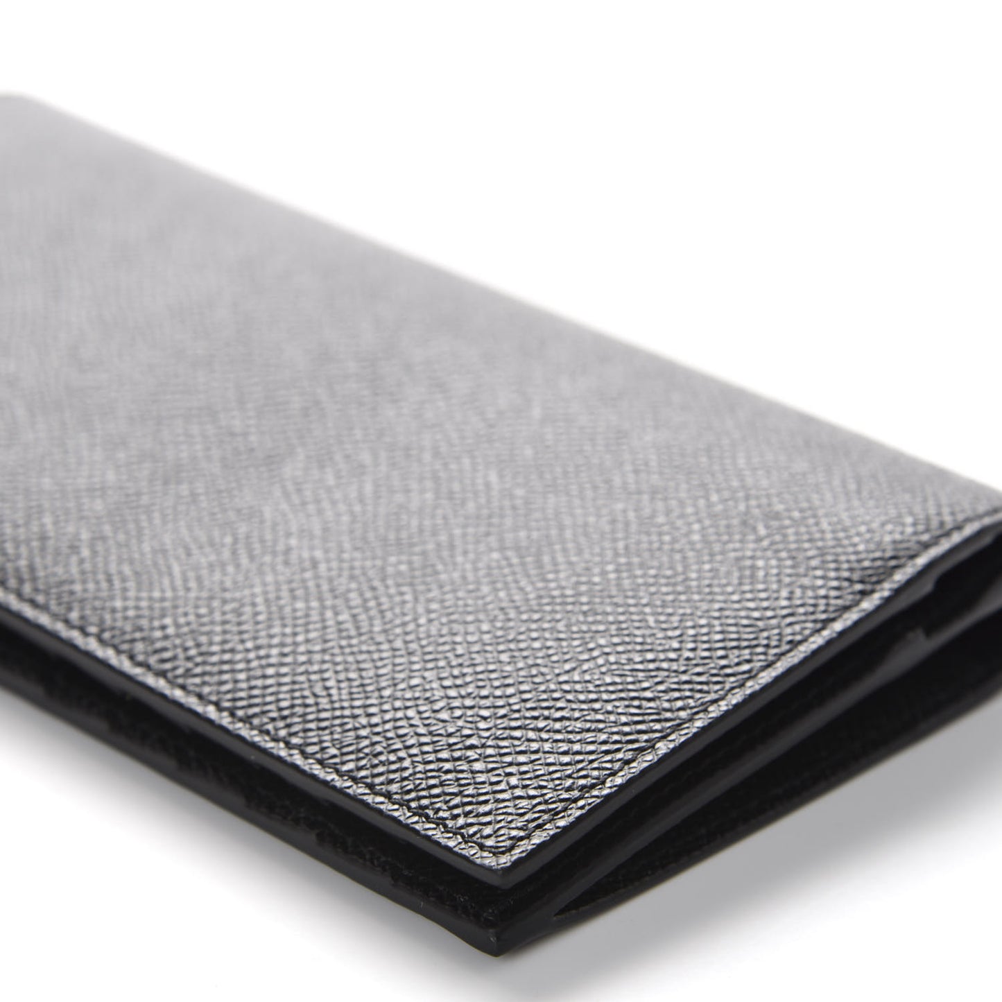 Grainy Calfskin Continental Flap Wallet Black