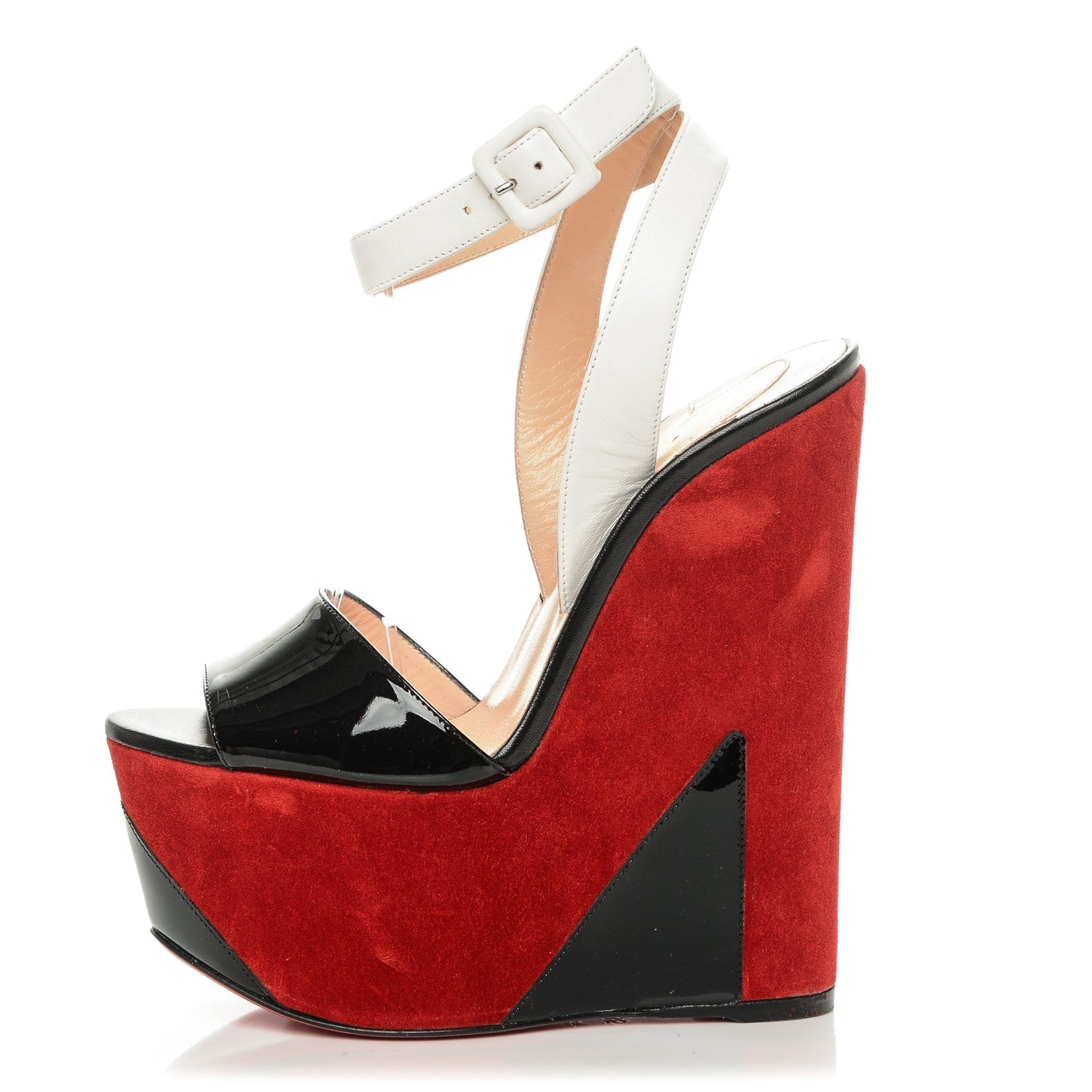 Christian Louboutin Patent Tromploia 160 Wedge Sandals 35 Rougissime 1 of 7
