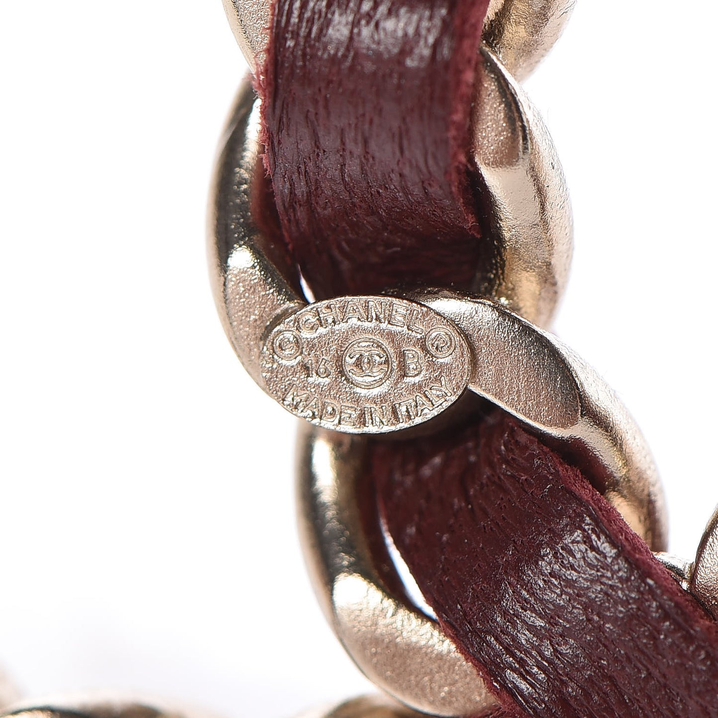 Lambskin Chain CC Brooch Burgundy