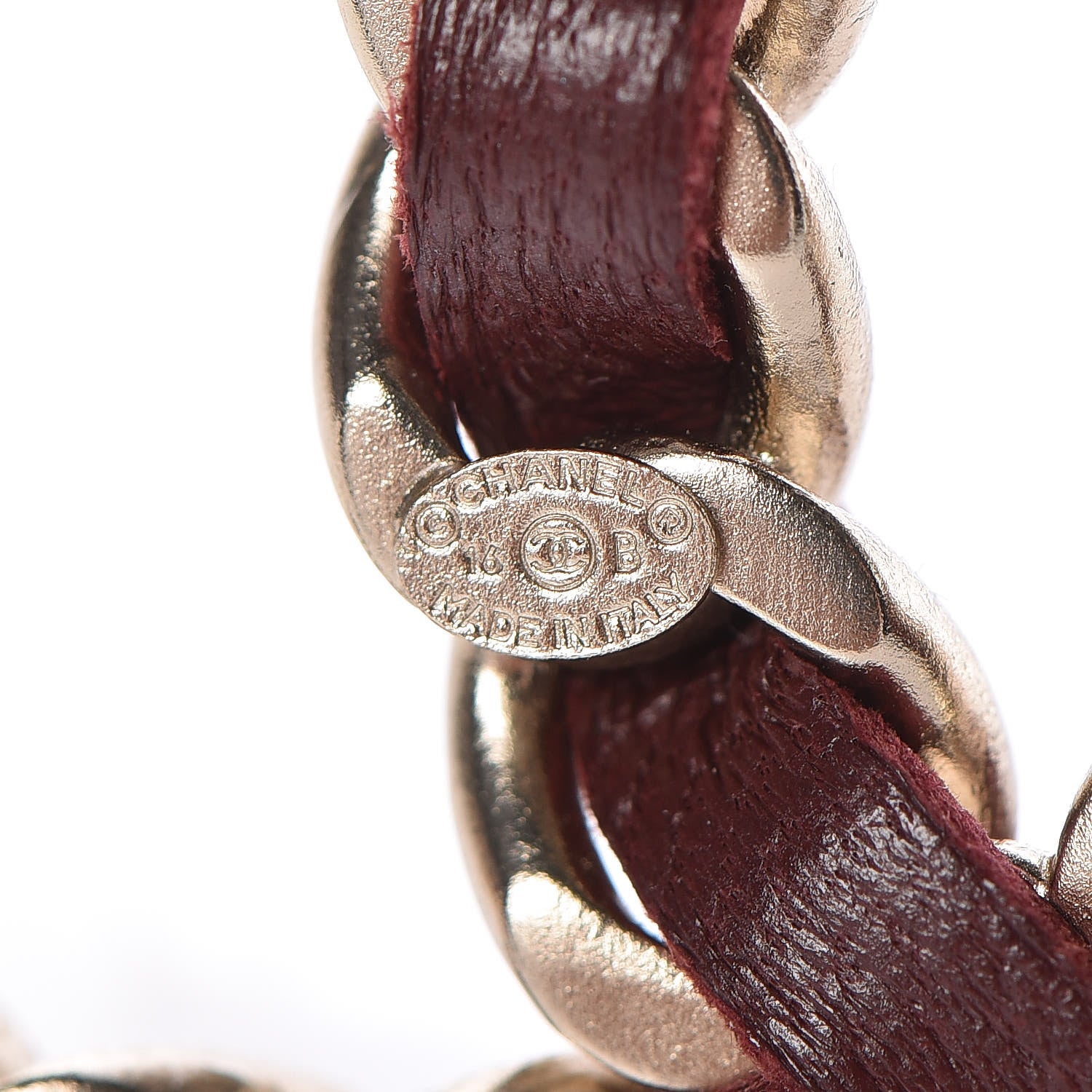 Chanel Lambskin Chain CC Brooch Burgundy 4 of 5