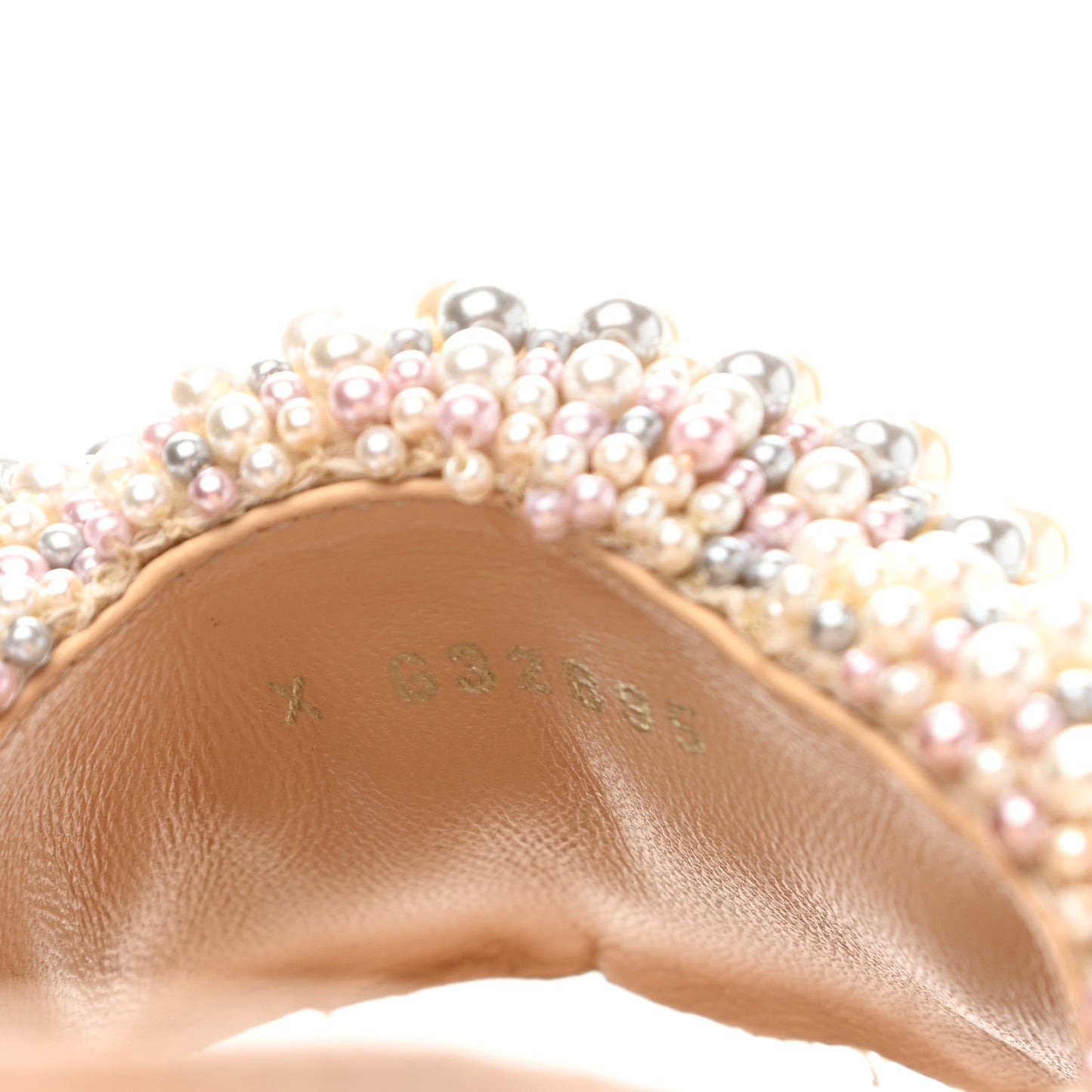 Fantasy Calfskin Pearl Cord CC Mules 35 Ivory
