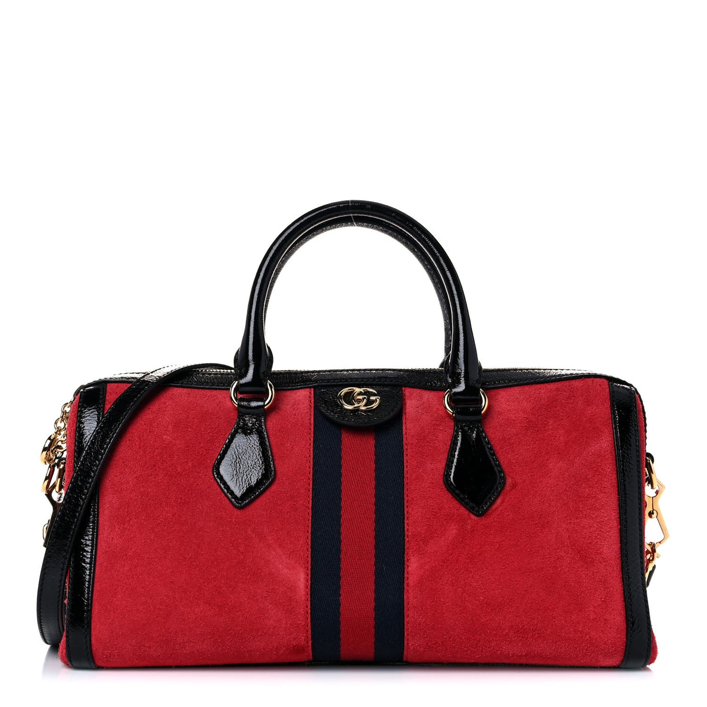 Suede Patent Web Medium Ophidia Boston Hibiscus Red Black