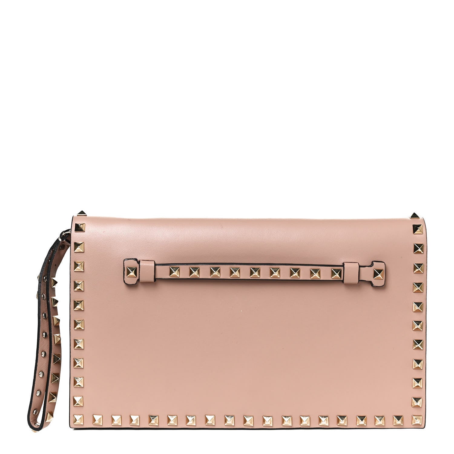 Valentino Garavani Nappa Rockstud Wristlet Clutch Soft Noisette 1 of 12