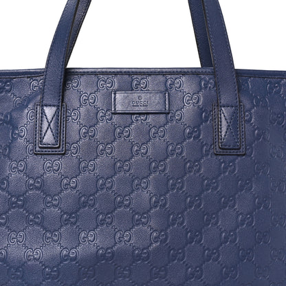 Gucci Guccissima Medium Zippered Shopping Tote Blue 8 of 10