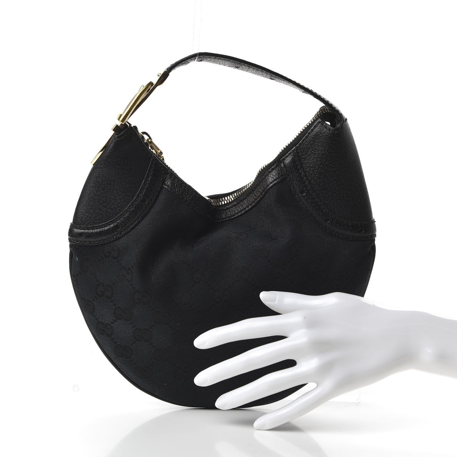 Gucci Monogram Hobo Bag Black 2 of 10