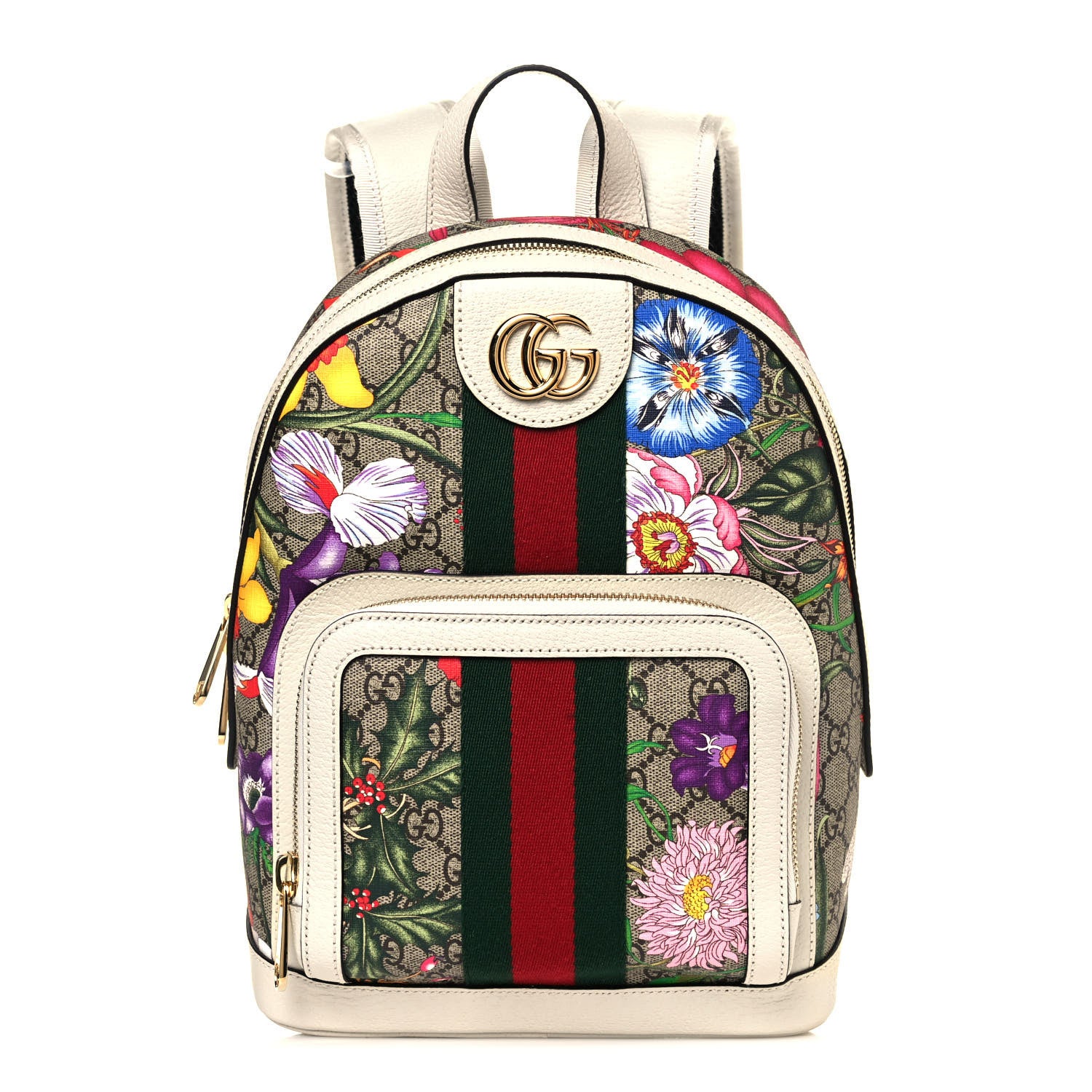 Gucci GG Supreme Monogram Flora Web Small Ophidia Day Backpack White 1 of 15