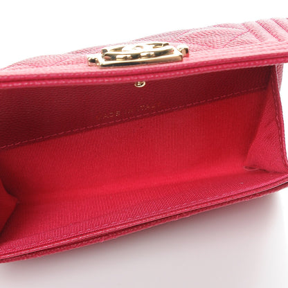 Chanel Caviar Quilted Boy Card Holder Wallet Fuchsia 5 of 9