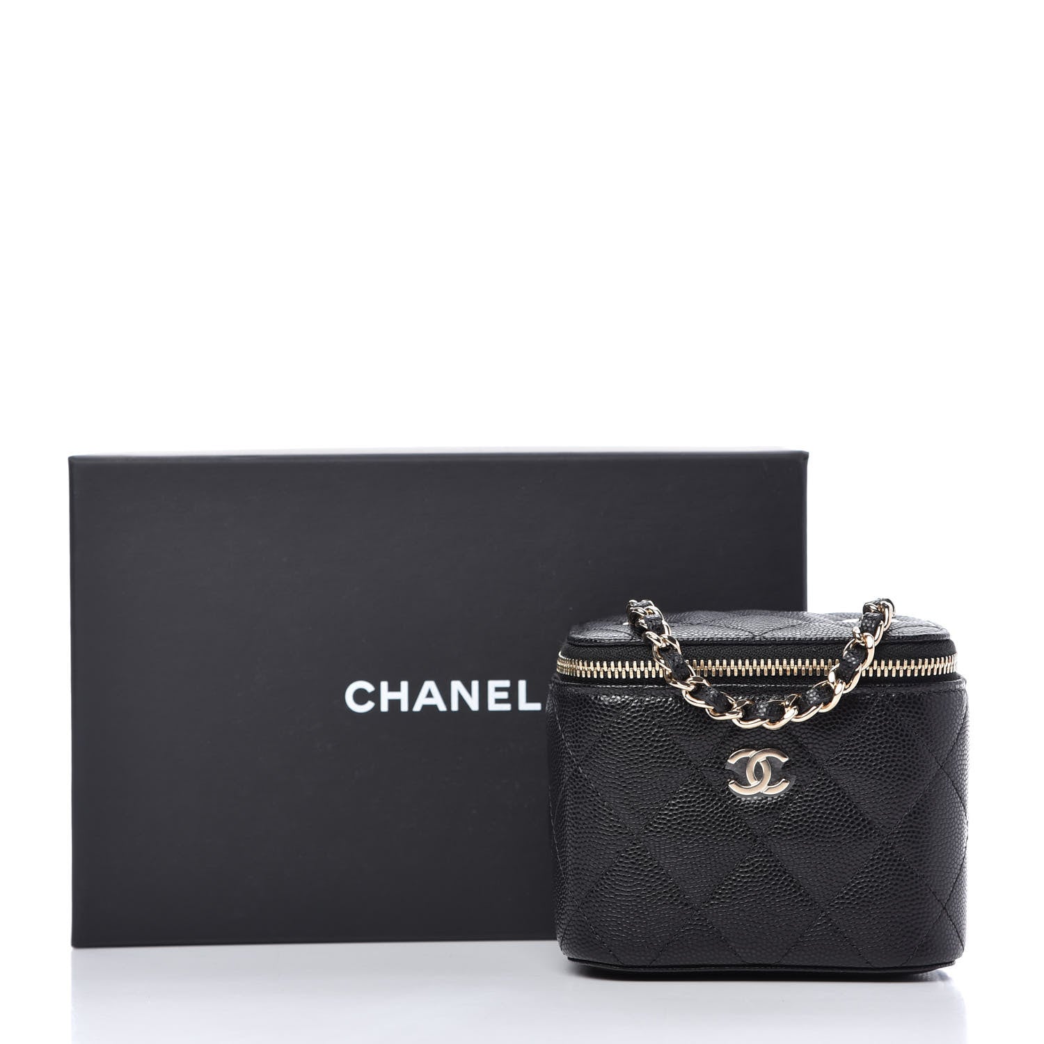 Chanel Caviar Quilted Mini Vanity Case With Chain Black 10 of 10