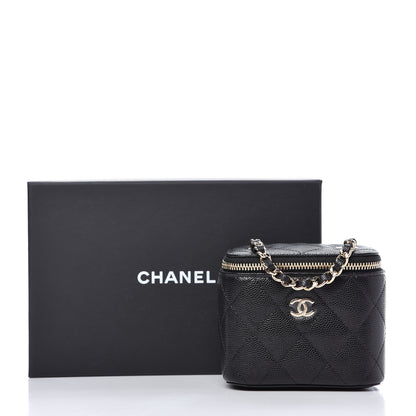 Chanel Caviar Quilted Mini Vanity Case With Chain Black 10 of 10