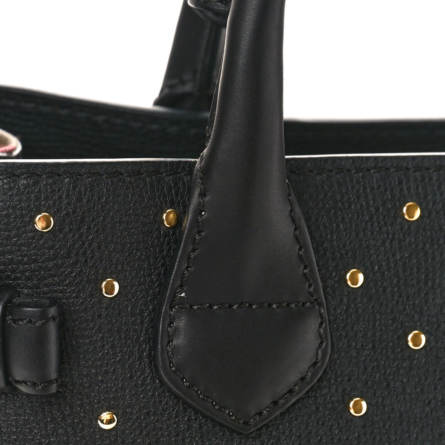 Burberry Grainy Calfskin Studded Medium Banner Tote Black 9 of 9