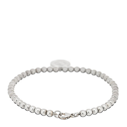 Tiffany Sterling Silver 4mm Paloma Picasso Bead Loving Heart Tag Bracelet 2 of 3