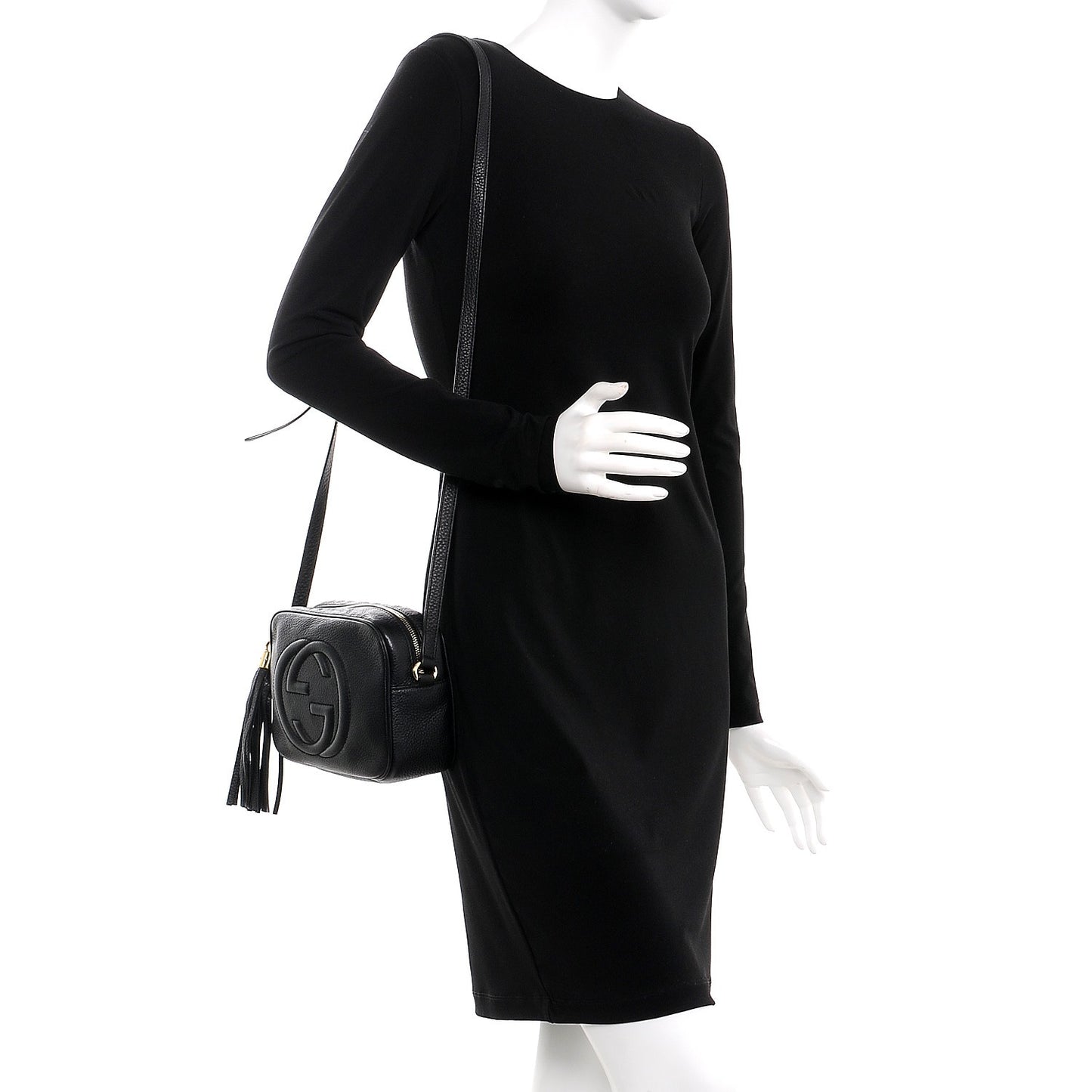 Pebbled Calfskin Small Soho Disco Bag Black