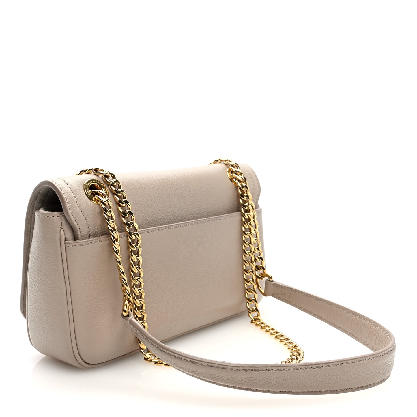 Grained Calfskin Lockme Chain East West Greige
