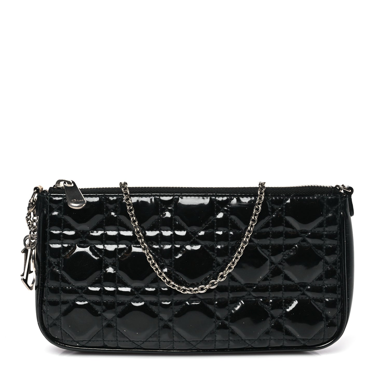 Patent Cannage Lady Dior Pochette Black