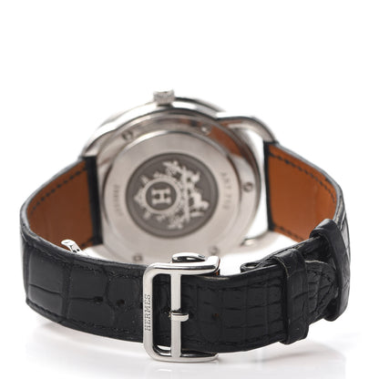 Hermes Stainless Steel Alligator 41mm Arceau Automatic Watch Noir 3 of 6