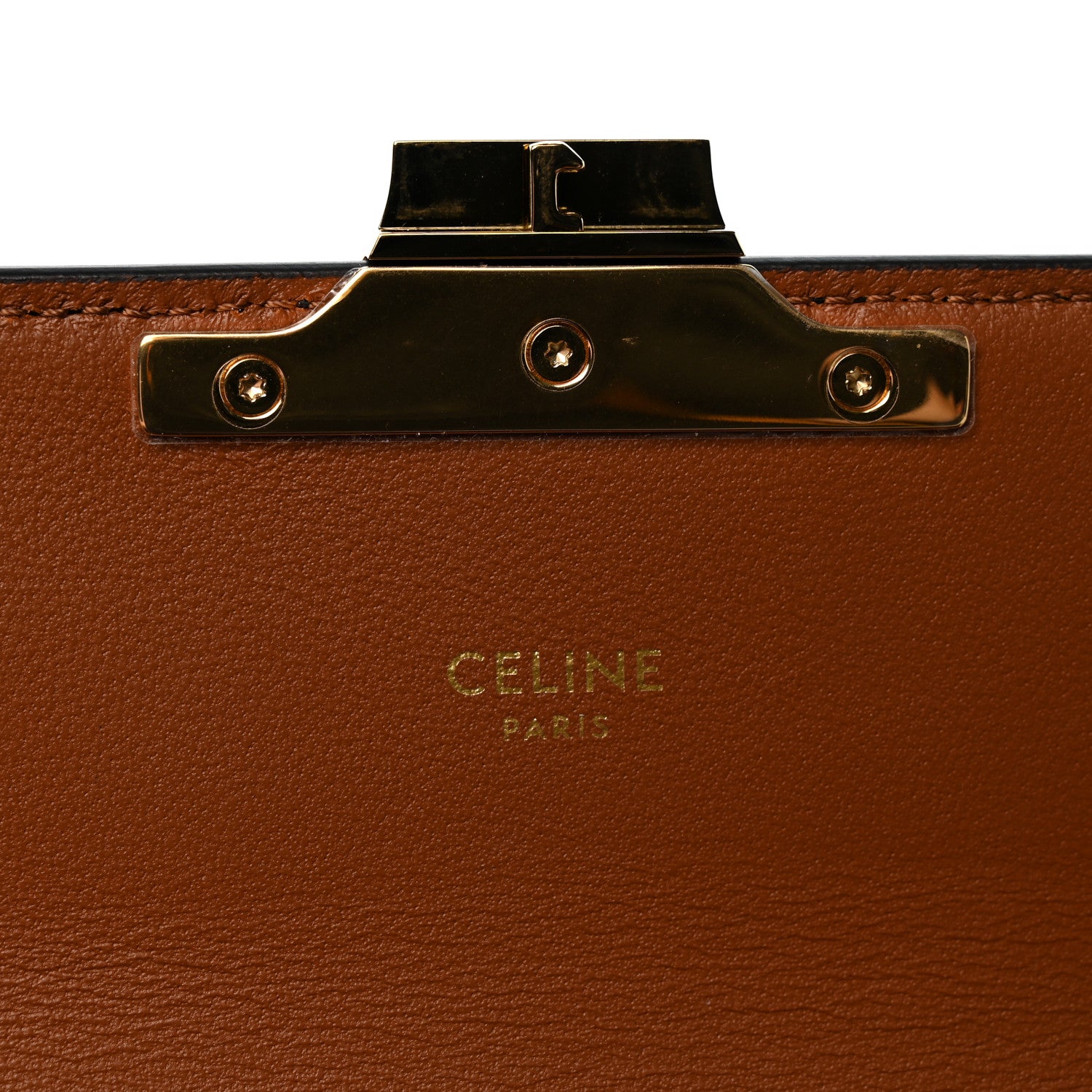 Celine Canvas Calfskin Triomphe Shoulder Bag Tan 6 of 12