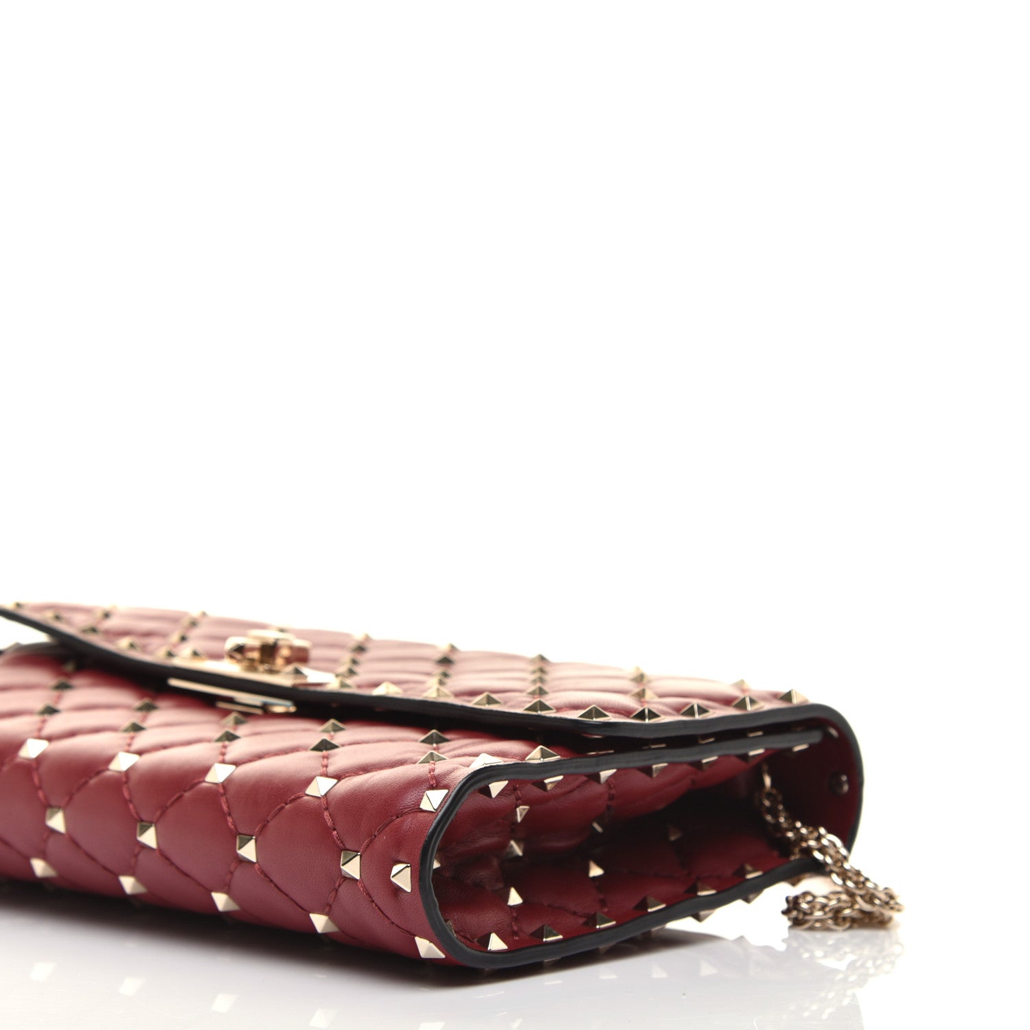 Valentino Garavani Nappa Rockstud Spike Wallet on Chain Rubino 8 of 8