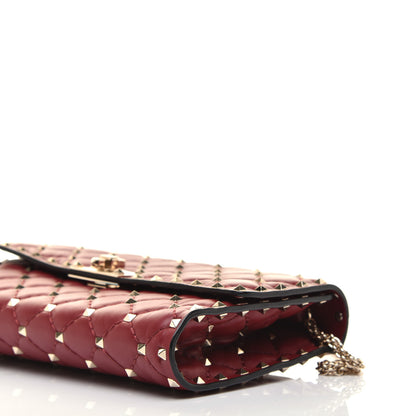 Valentino Garavani Nappa Rockstud Spike Wallet on Chain Rubino 8 of 8