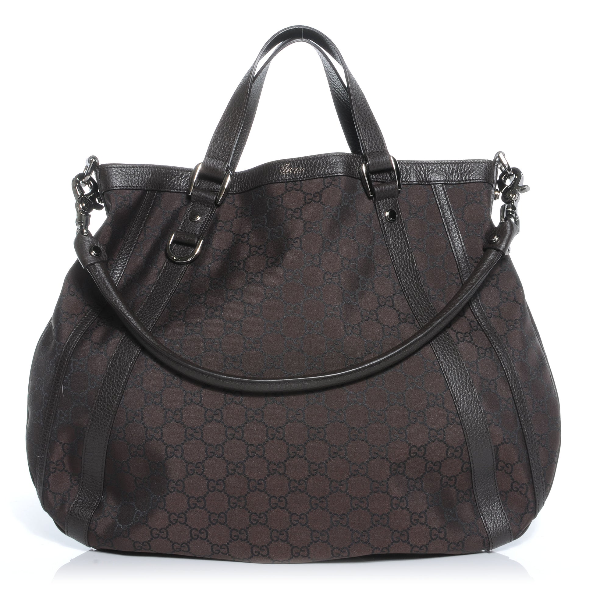 Gucci Nylon Monogram Medium Abbey Convertible Tote Dark Brown 1 of 8