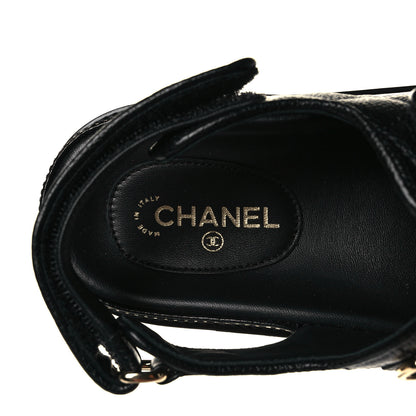 Chanel Grained Calfskin Velcro Dad Sandals 36 Black 19 of 24