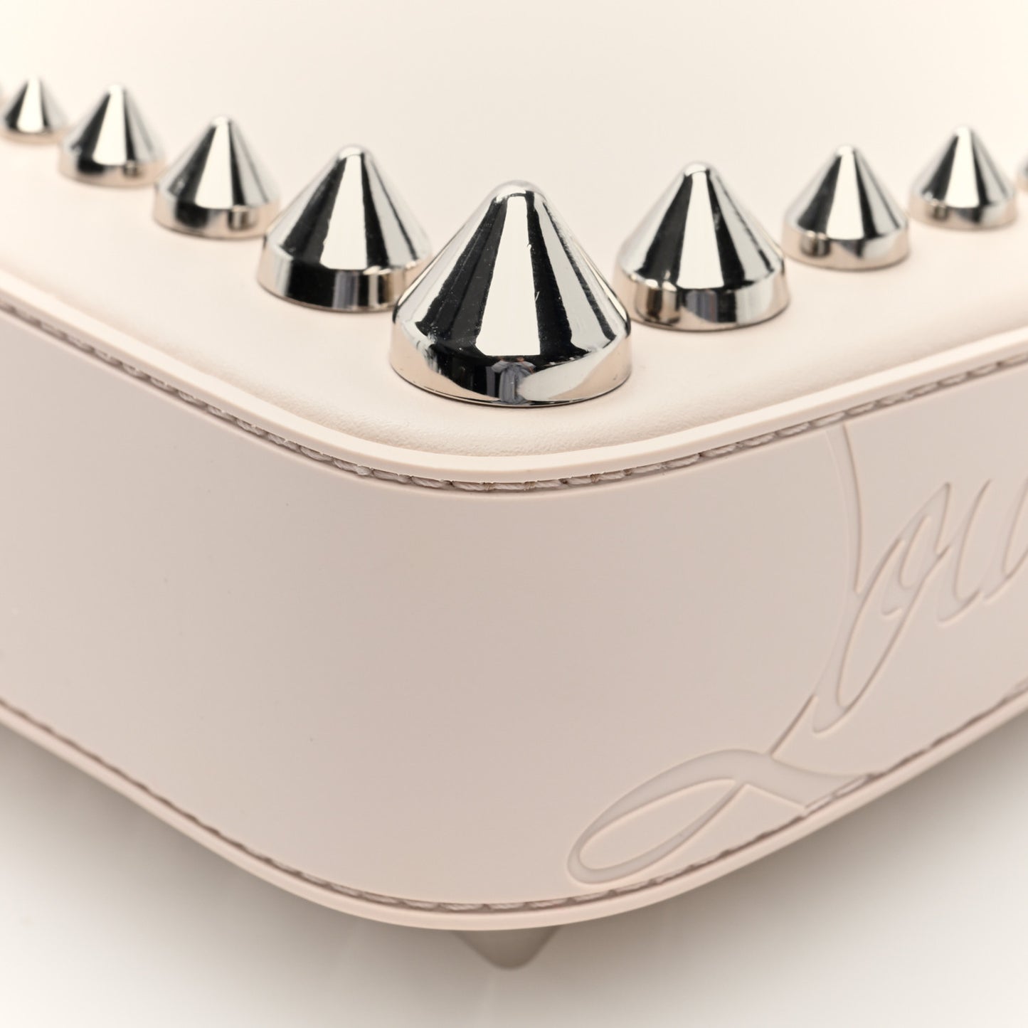 Calfskin Paris Spiked Loubila Chain Clutch Leche
