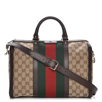 Gucci Monogram Vintage Web Medium Boston Dark Brown 1 of 8