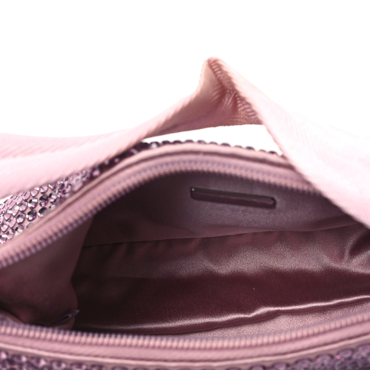 Satin Crystal Mini Re-Edition 2000 Bag Alabastro