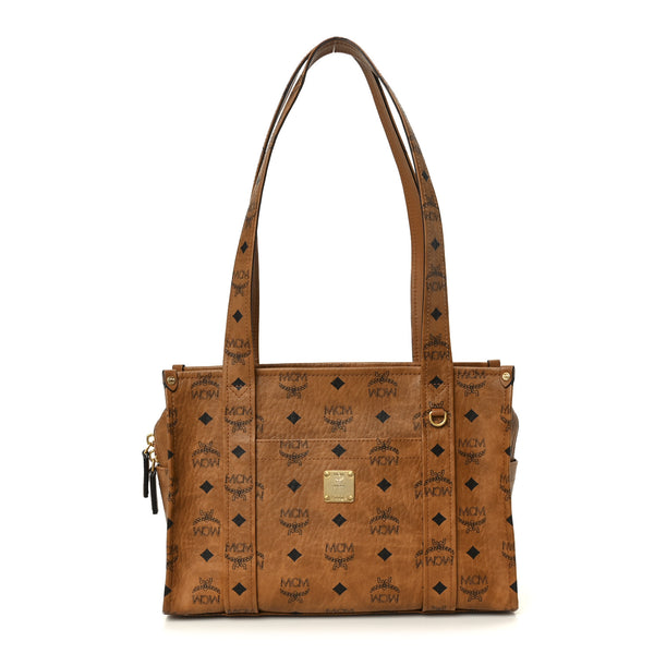 MCM Visetos Aren Small School Bag Tote Cognac 1863427 – FASHIONPHILE