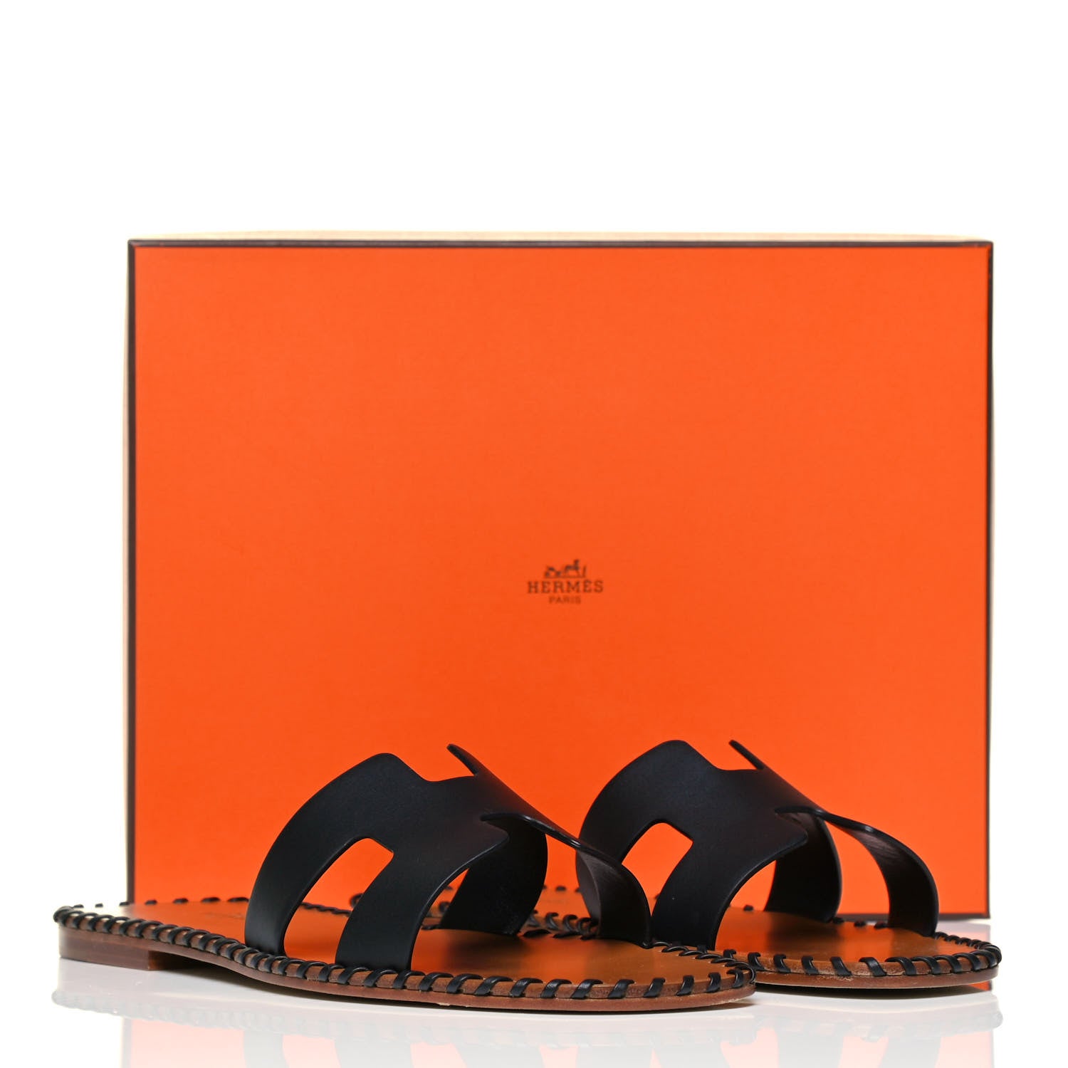 Hermes Box Calfskin Braided Oran Sandals 40 Black 7 of 7
