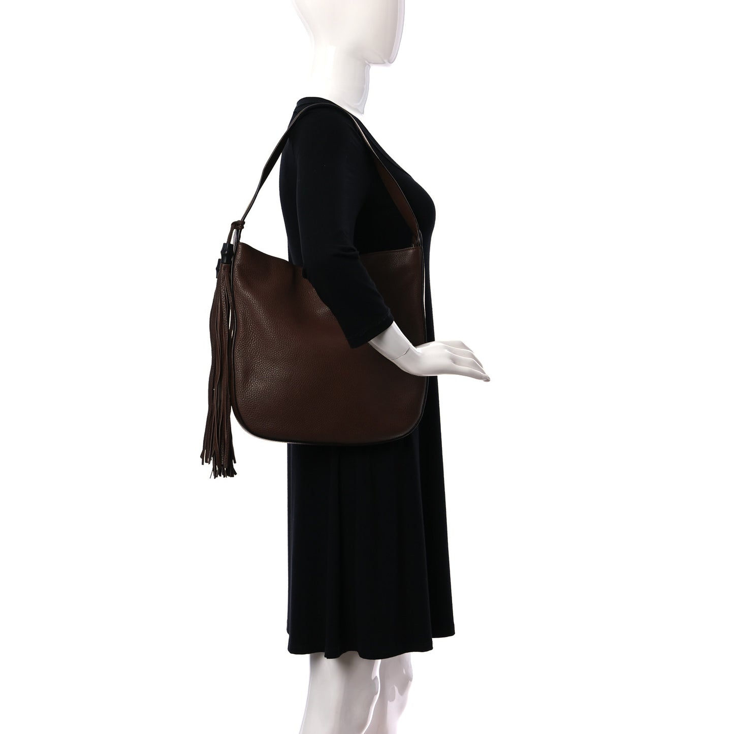 Pebbled Calfskin Lady Tassel Hobo Brown
