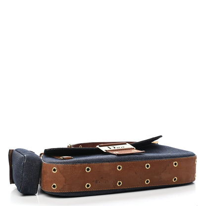 Christian Dior Denim Street Chic Shoulder Bag Blue Brown 4 of 11