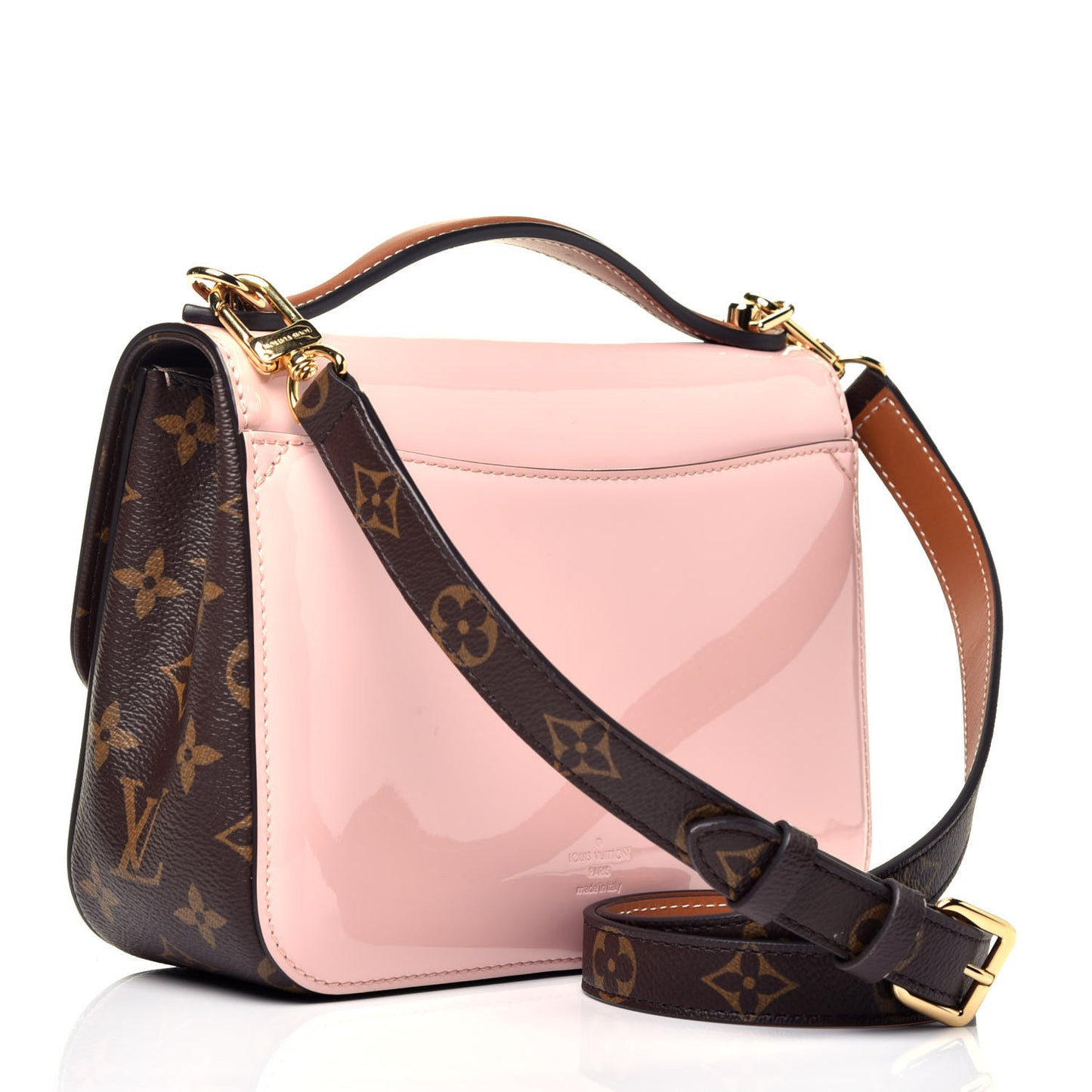 Patent Calfskin Monogram Cherrywood BB Rose Ballerine
