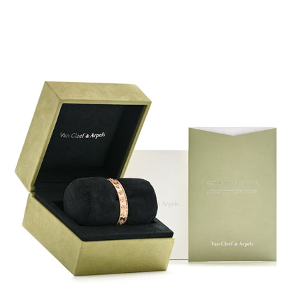 Van Cleef & Arpels 18K Rose Gold Diamond Perlee Clovers Bangle Bracelet XS 4 of 4