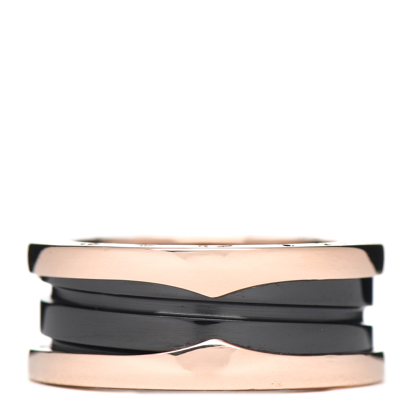 18K Rose Gold Black Ceramic B.Zero1 Two-Band Ring 50 5.25