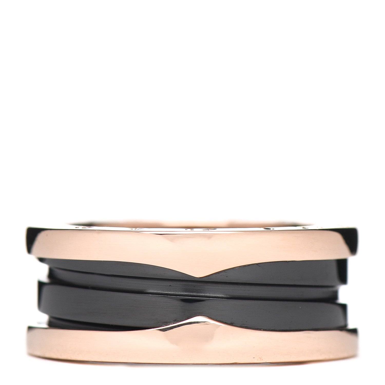 Bulgari 18K Rose Gold Black Ceramic B.Zero1 Two-Band Ring 50 5.25 1 of 5