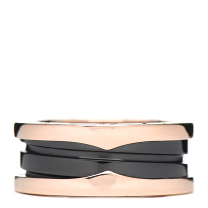 Bulgari 18K Rose Gold Black Ceramic B.Zero1 Two-Band Ring 50 5.25 1 of 5