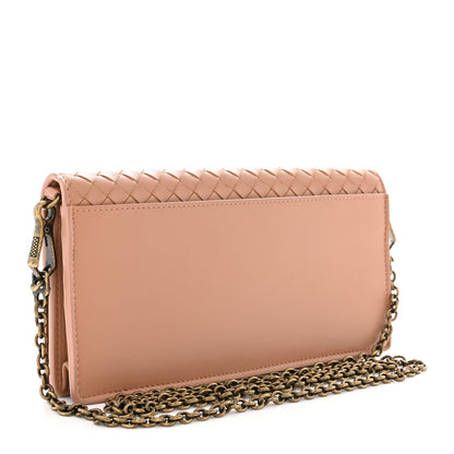 Bottega Veneta Nappa Intrecciato Continental Wallet on Chain Dusty Rose 3 of 12