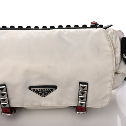 Prada Nylon New Vela Studded Messenger White Fuoco 14 of 20