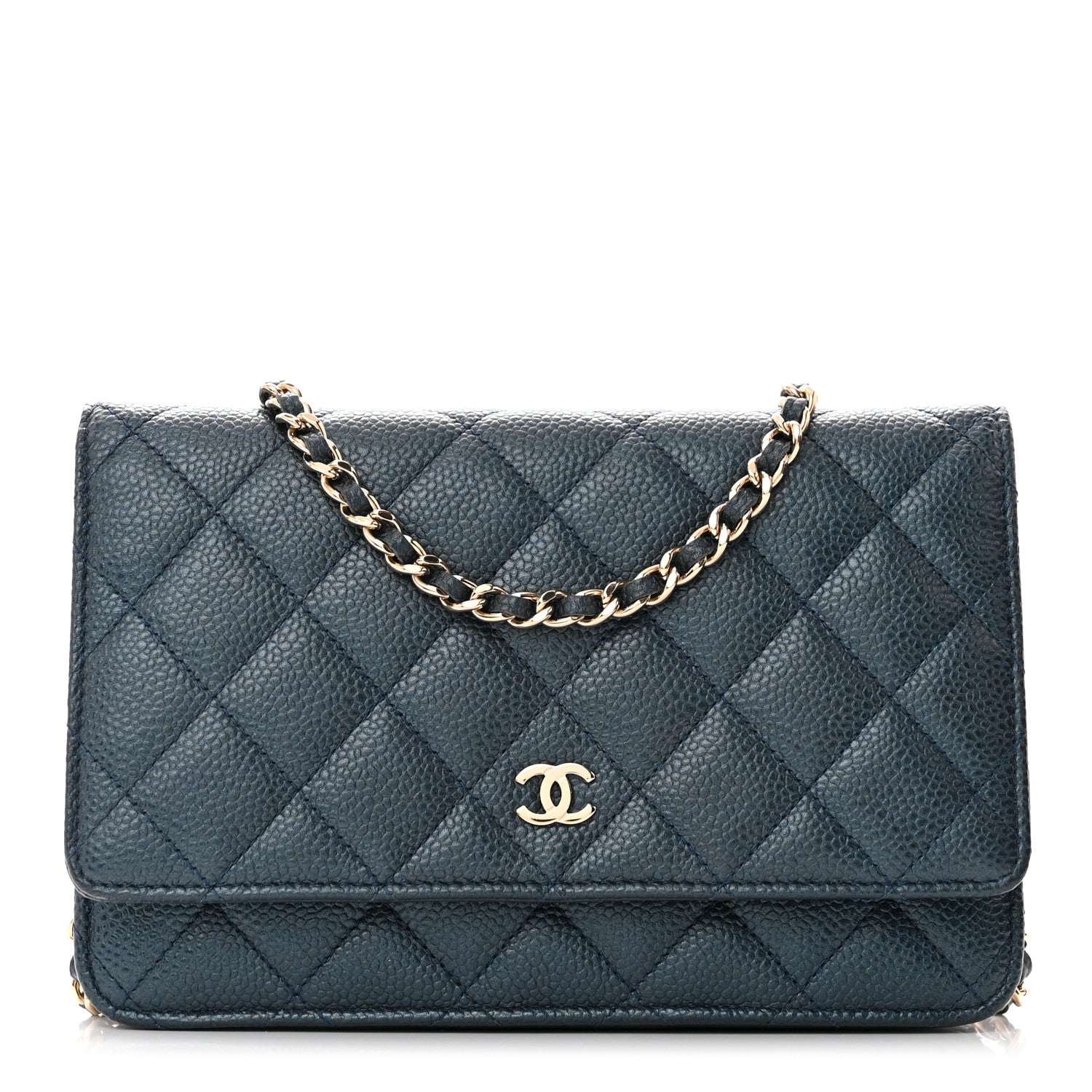 Chanel Caviar Quilted Wallet on Chain WOC Navy Blue 1 of 12