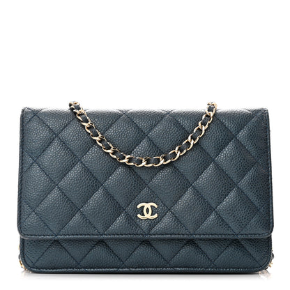 Chanel Caviar Quilted Wallet on Chain WOC Navy Blue 1 of 12