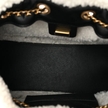 Chanel Crumpled Sheepskin Shearling Quilted Small Chanel 25 Handbag Black White 5 of 11