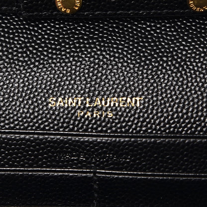 Saint Laurent Grain De Poudre Matelasse Chevron Monogram Chain Wallet Black 6 of 7