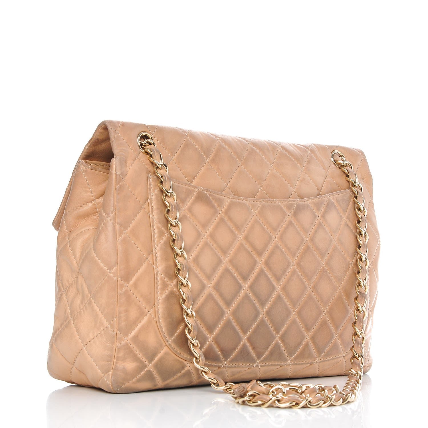 Chanel Lambskin Quilted Maxi Single Flap Beige 3 of 16