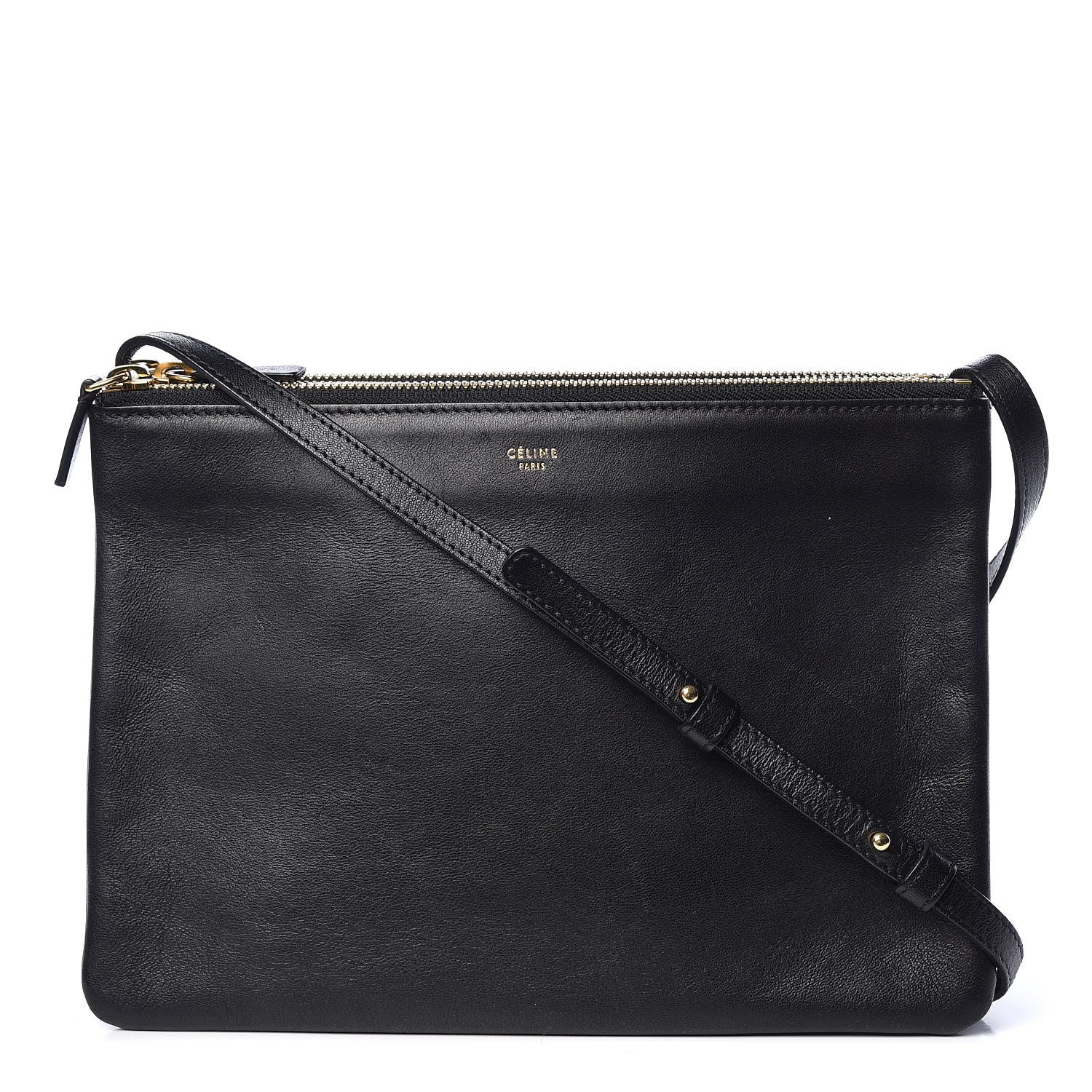Celine Lambskin Large Trio Crossbody Bag Black 1 of 14