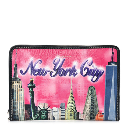 Balenciaga Agneau Arena NYC Mini Bazar Pouch Rose Black Gris Rouge 1 of 9