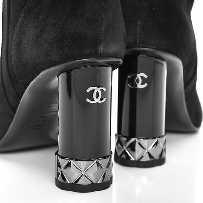 Chanel Suede Calfskin High Boots 37.5 Black 7 of 8