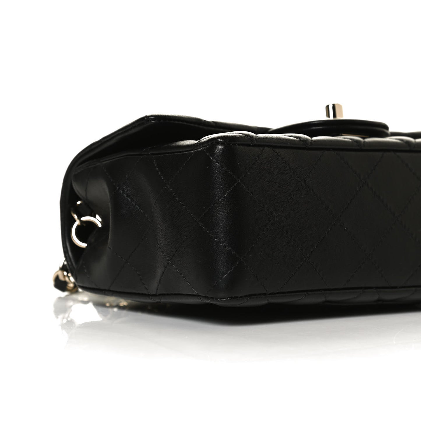 Lambskin Quilted Mini Rectangular Flap Black