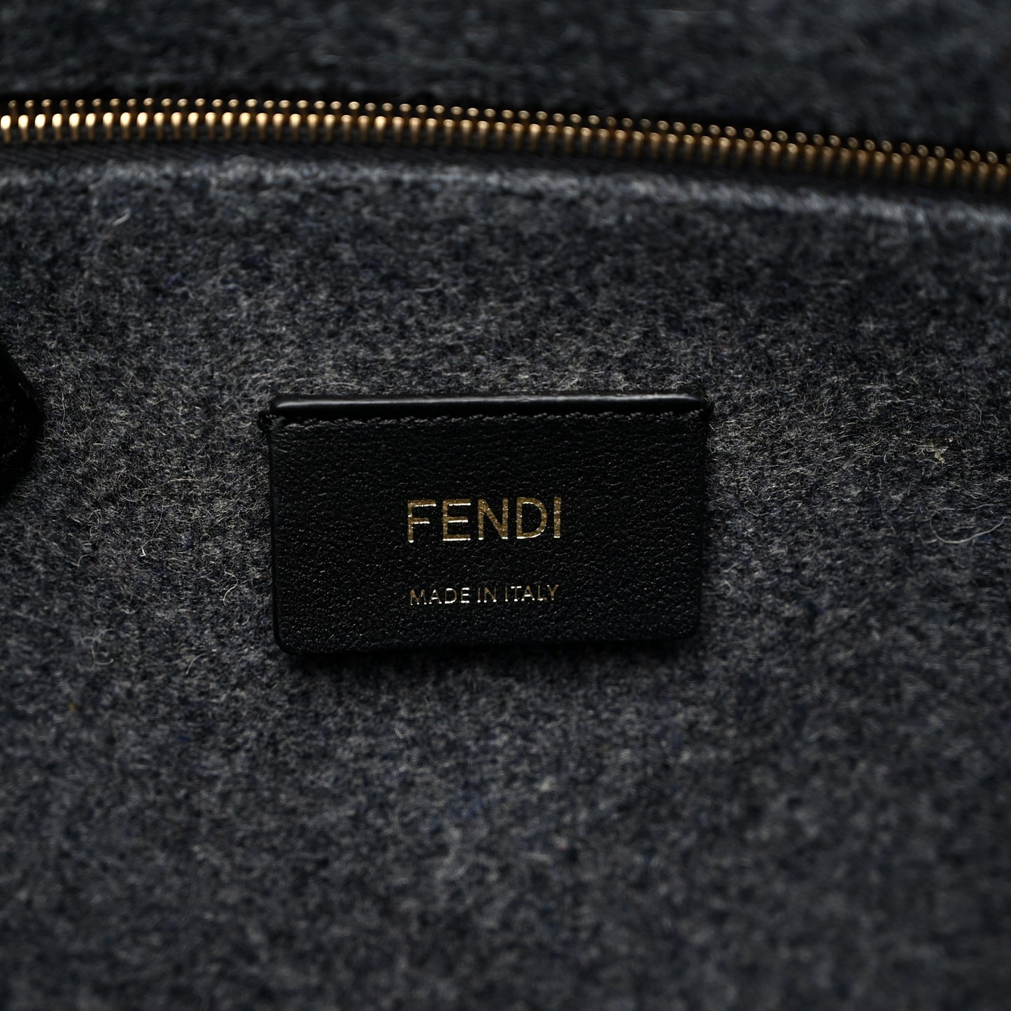 Melange Flannel Plexiglass Satin Logo Embroidered Threaded Edge Large Fendi Sunshine Shopper Tote Grigio Black